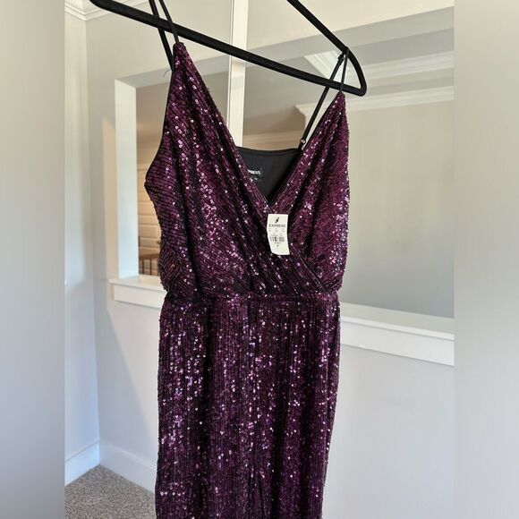 Express sparkly purple sequin jumpsuit - Picture 9 of 11